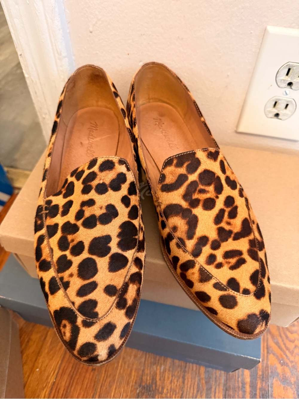Madewell calf hair and leather Leopard Print Loafers - size 9.5